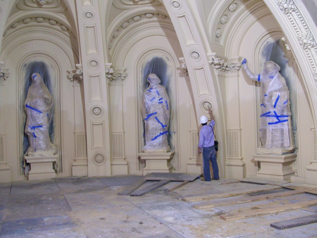 St. Francis Xavier church during plaster restoration